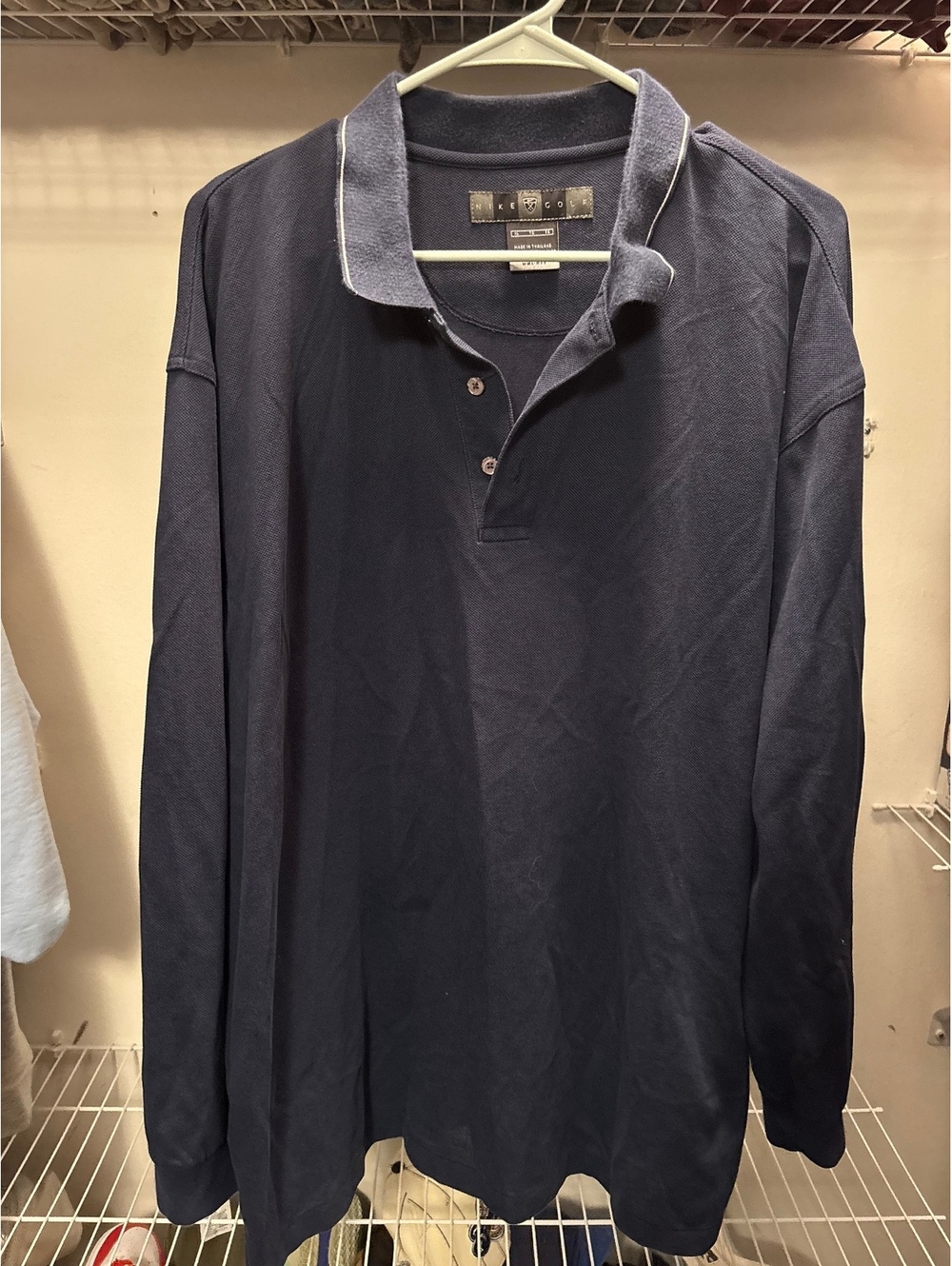 Nike Golf Long Sleeve Polo Shirt XL Navy Blue